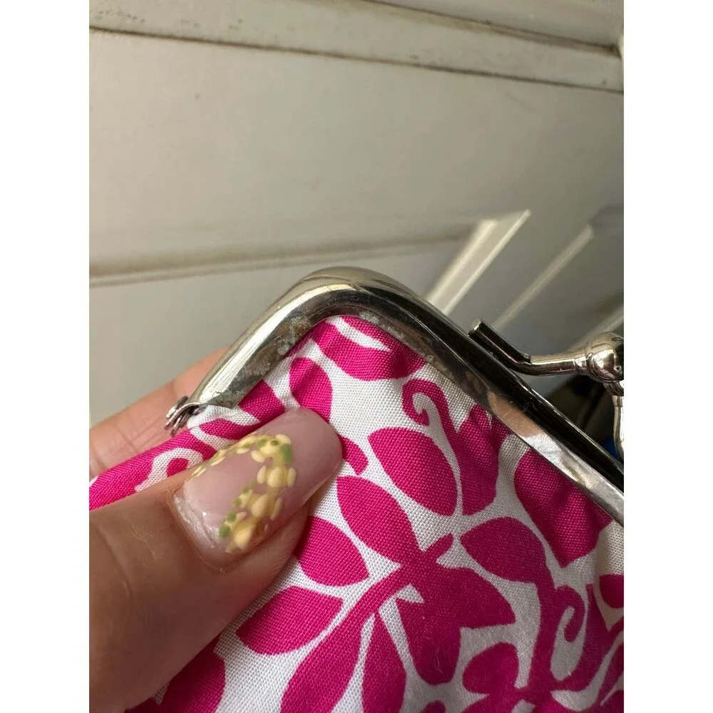 NWT Creations By Alan Stuart New York Pink Floral Kiss Lock Coin Purse